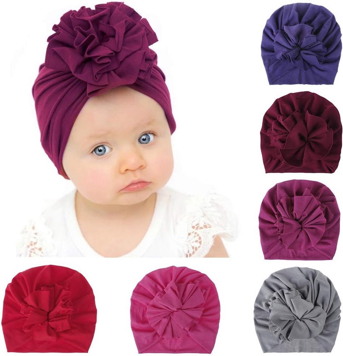Baby tulband mutsen set voor jongens en meisjes - Gebreide beanie hoed voor pasgeboren zuigelingen - Comfortabele bonnet met handschoenen