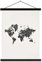 Décoration murale - Carte du Wereldkaart - Chiffre - Zwart - Affiche scolaire - 60x80 cm