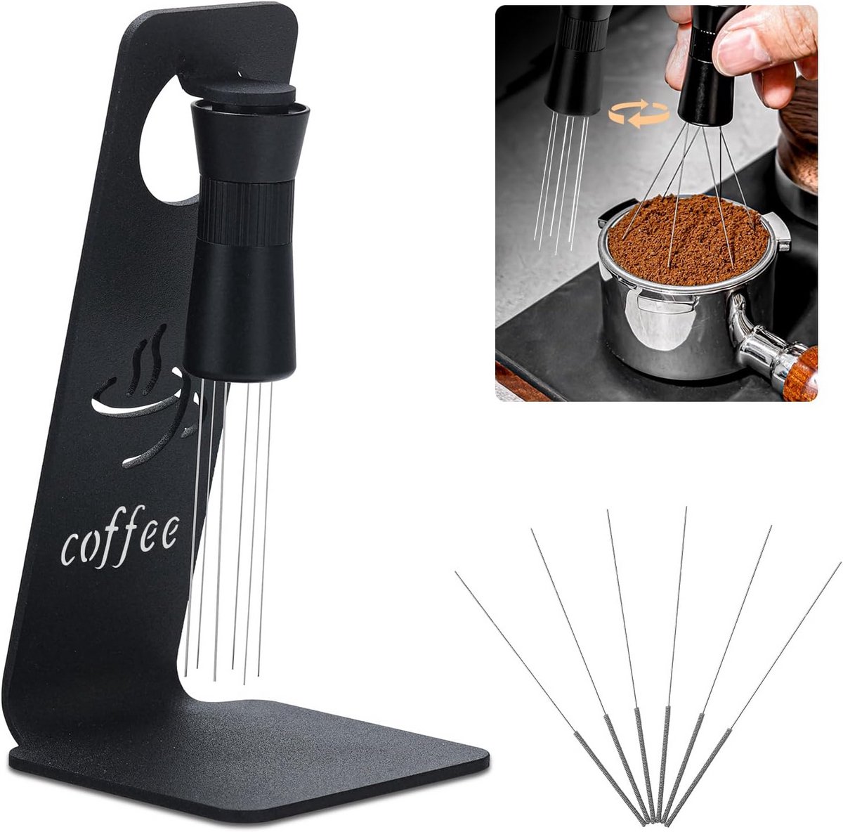 Espresso-mixer en koffieaccessoires met magnetische standaard en extra naalden