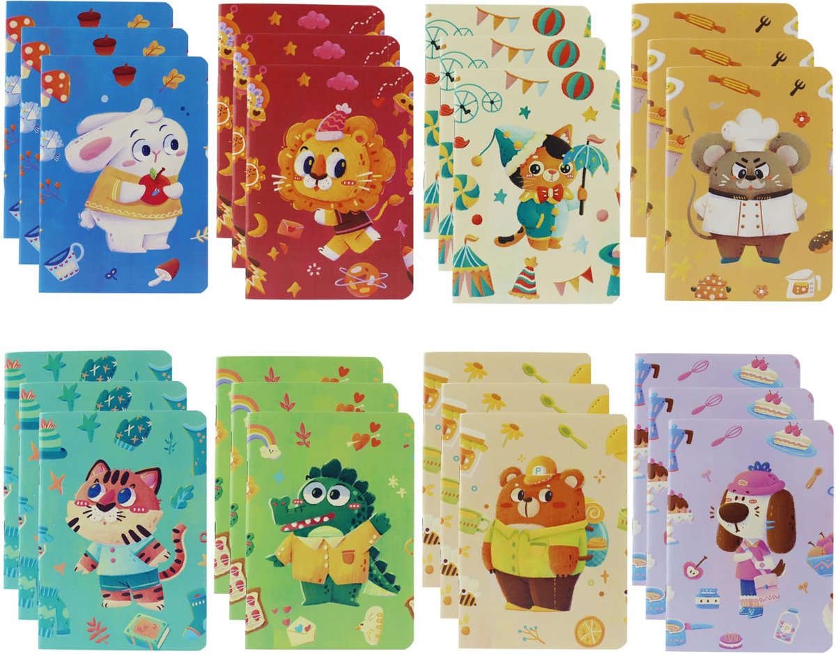24 Stuks Mini Notitieblokken Pocketformaat 8.9x12.7 cm Dagboekjes voor School Kantoor Reizen Cadeau