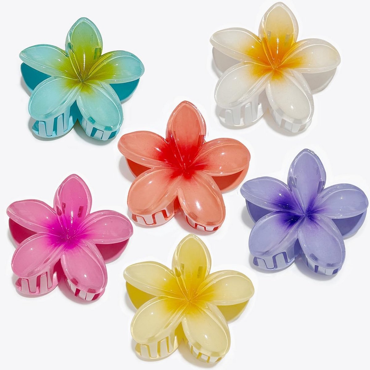 6x Bloemen Haarspeldjes Hawaii Stijl - 8cm Antislip Haarclips voor Dames en Meisjes
