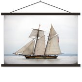 Porte-affiche avec affiche - Affiche scolaire - Voilier - Mer - Vieux - 90x60 cm - Lattes noires
