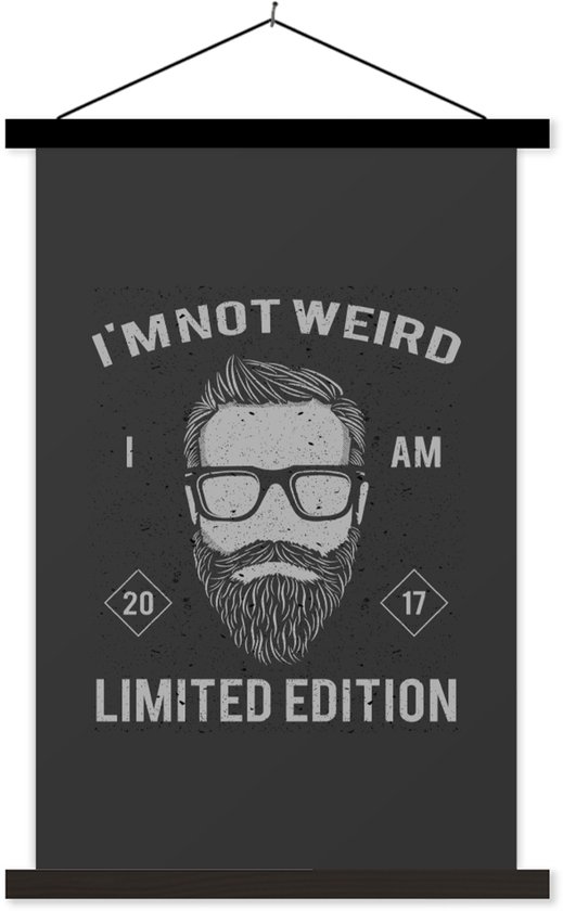 Porte-affiche avec affiche - Affiche scolaire - Vintage - Barbe - Lunettes - 120x180 cm - Lattes noires