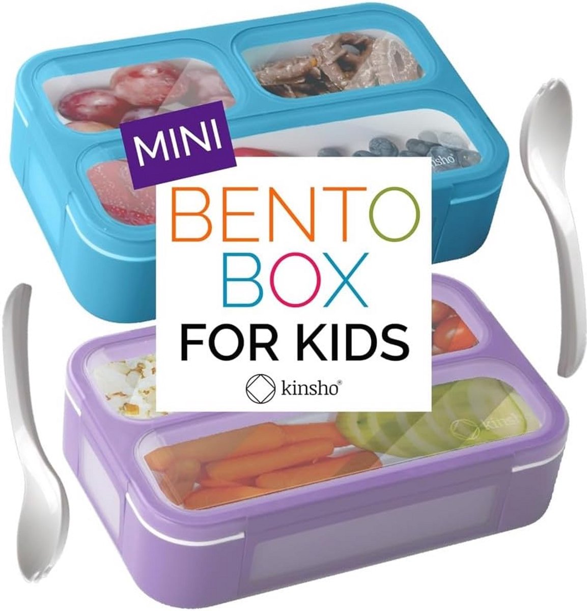 Set van 2 Bento Box Lunchtrommels met Vakjes - Lekdicht & BPA-vrij voor School en Werk