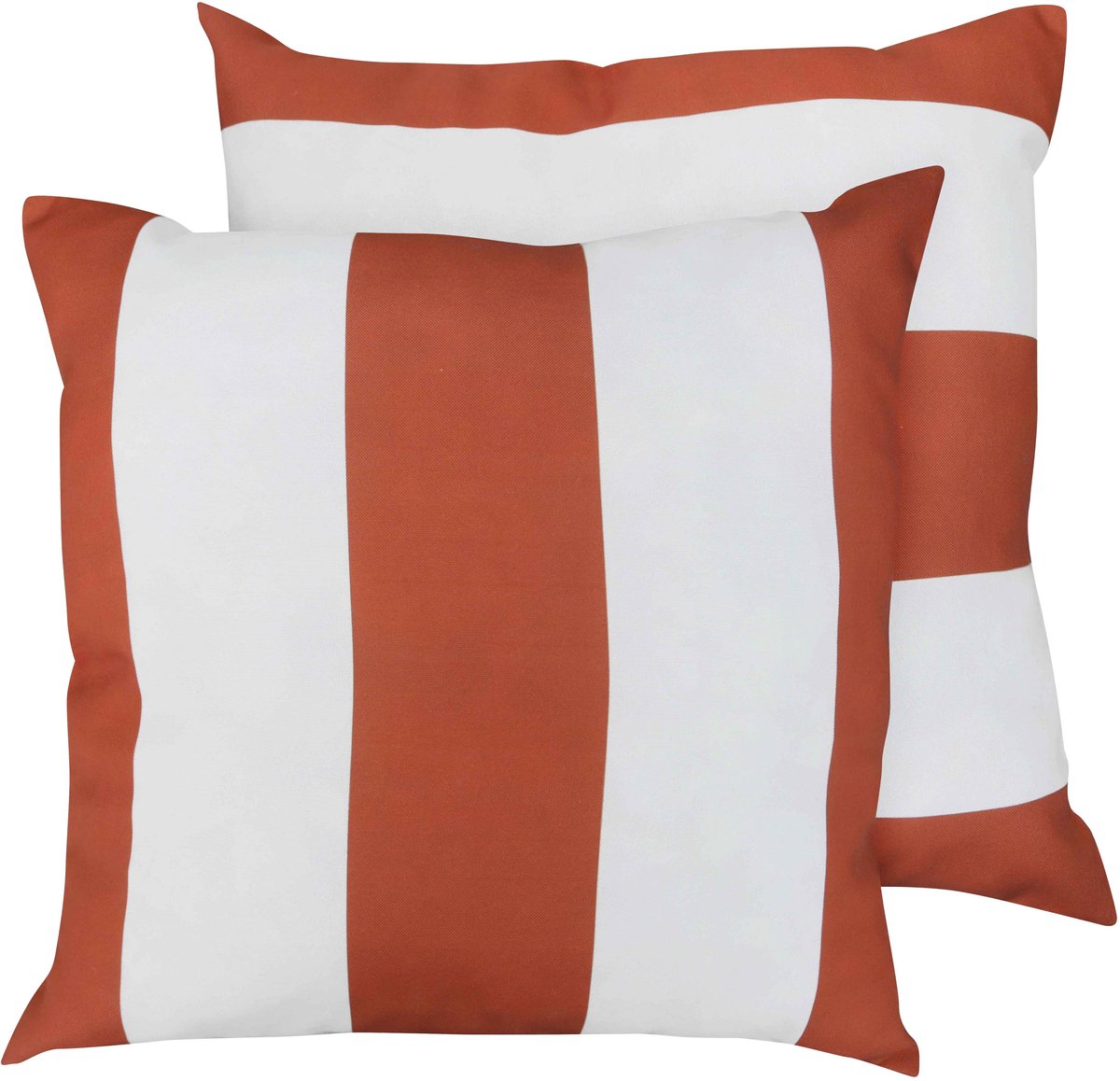 Oviala - Set van 2 vierkante polyester kussens, 45x45x8 cm, wit en terracotta - Quito