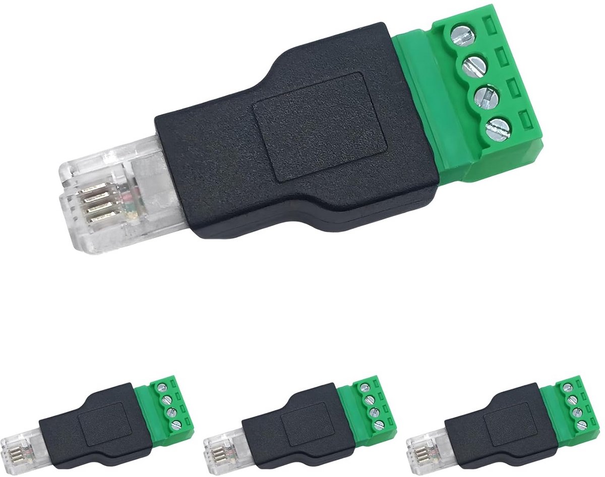 4 Stuks telefoonstekker met schroefklemmen RJ11 4P4C voor telefoonkabel verlenging