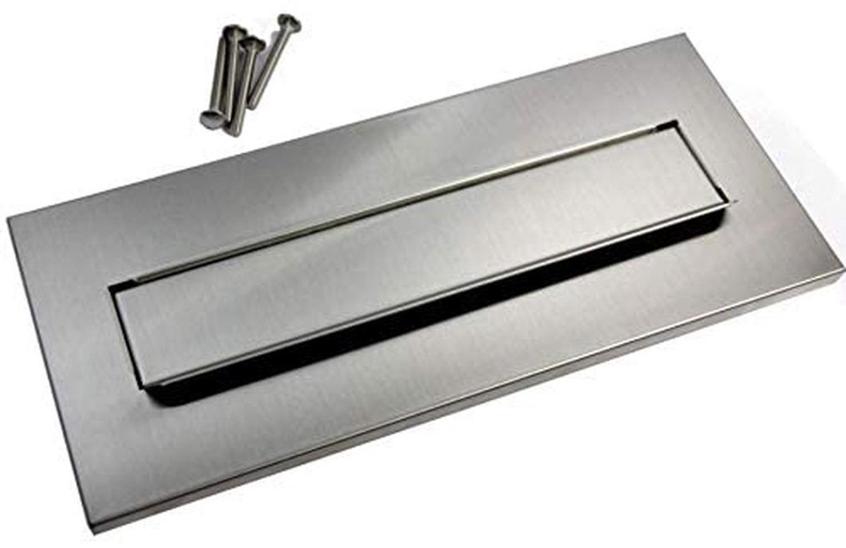 Gooi-in klep briefklep 100% roestvrij staal 310x80 muurbevestiging