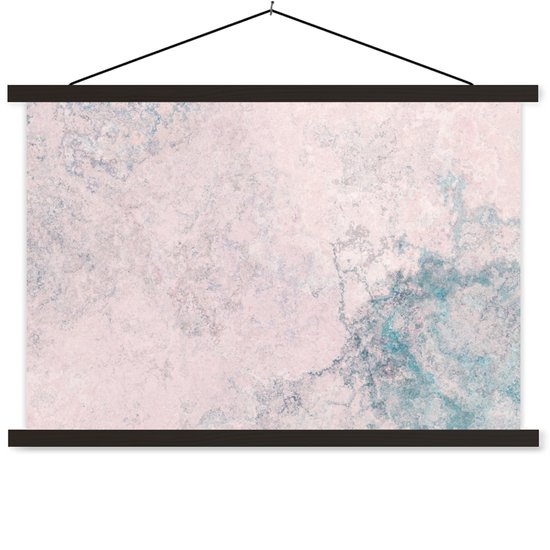 Porte-affiche avec affiche - Affiche scolaire - Ciment - Béton - Rétro - Industriel - Wit - Blauw - 90x60 cm - Lattes noires