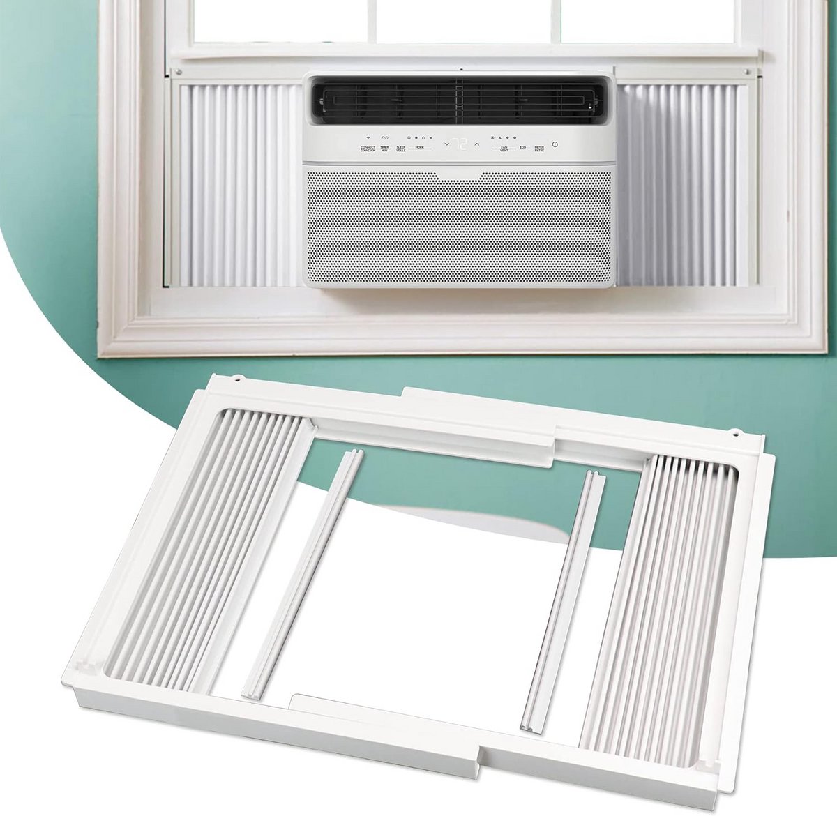 Verstelbare Zijpanelen met Frame voor Raam Airconditioner (Tot 15.000 BTU)