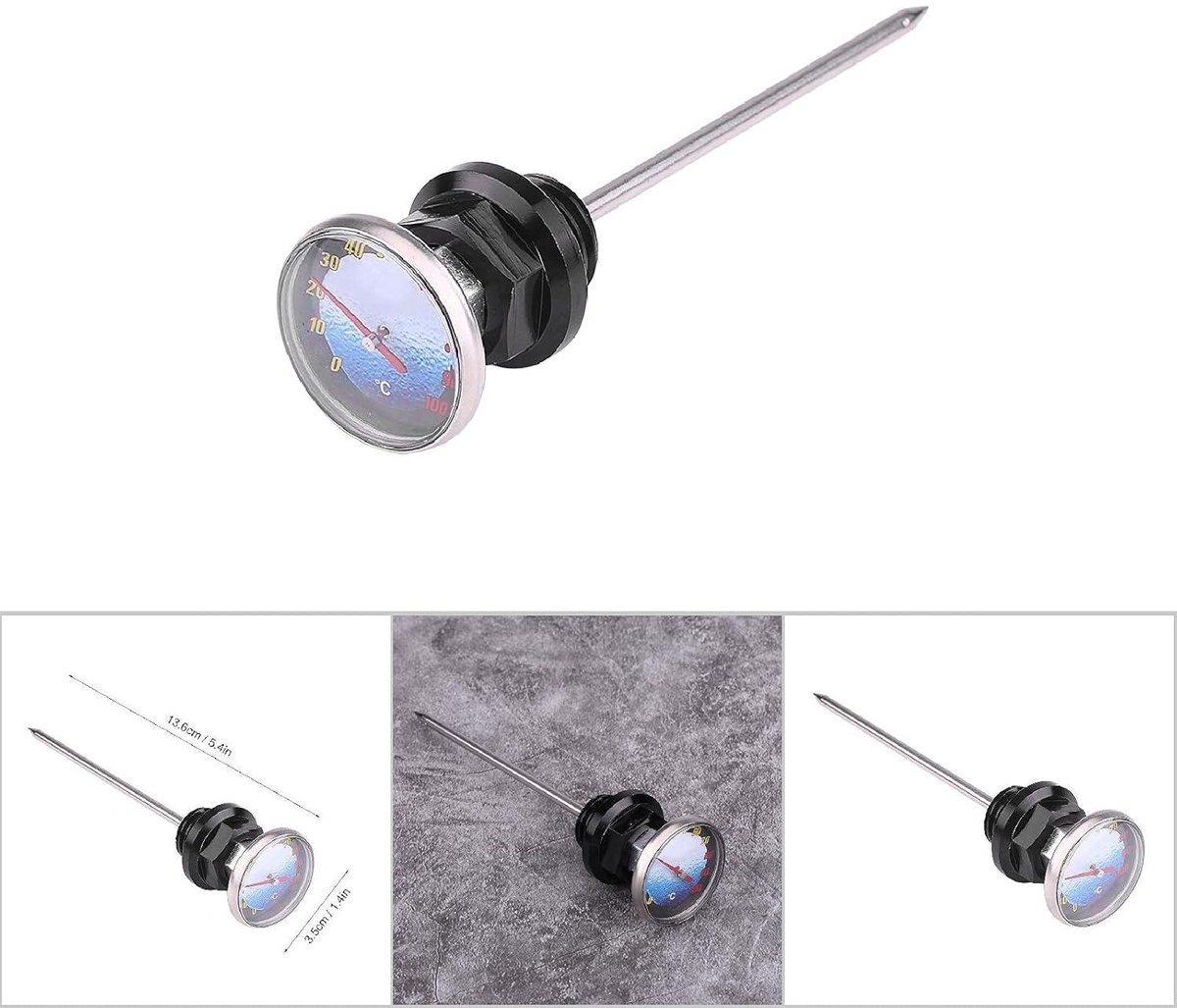 VVGoods - Motorfiets Stroom Thermometer Monitor voor Nauwkeurige Temperatuurmeting - Compact en Eenvoudig te Installeren - Motorvriendelijk Design - Zwart