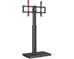 TV standaard met houten voet voor 32-75 inch TV - Vloerstandaard met 60° draaibaarheid en 6 hoogte-instellingen