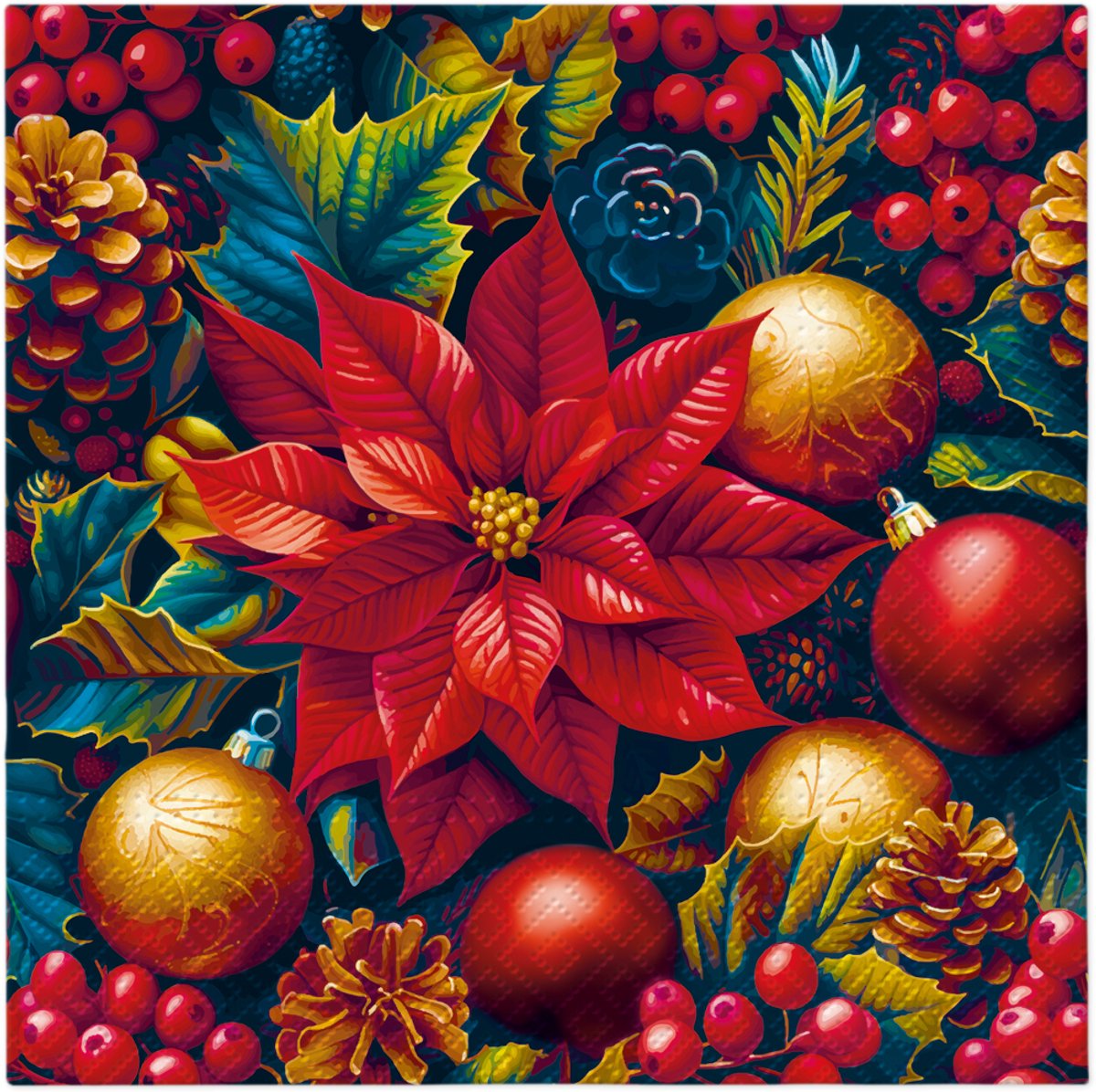 PAW Lunch servetten - Vintage Poinsettia Charm