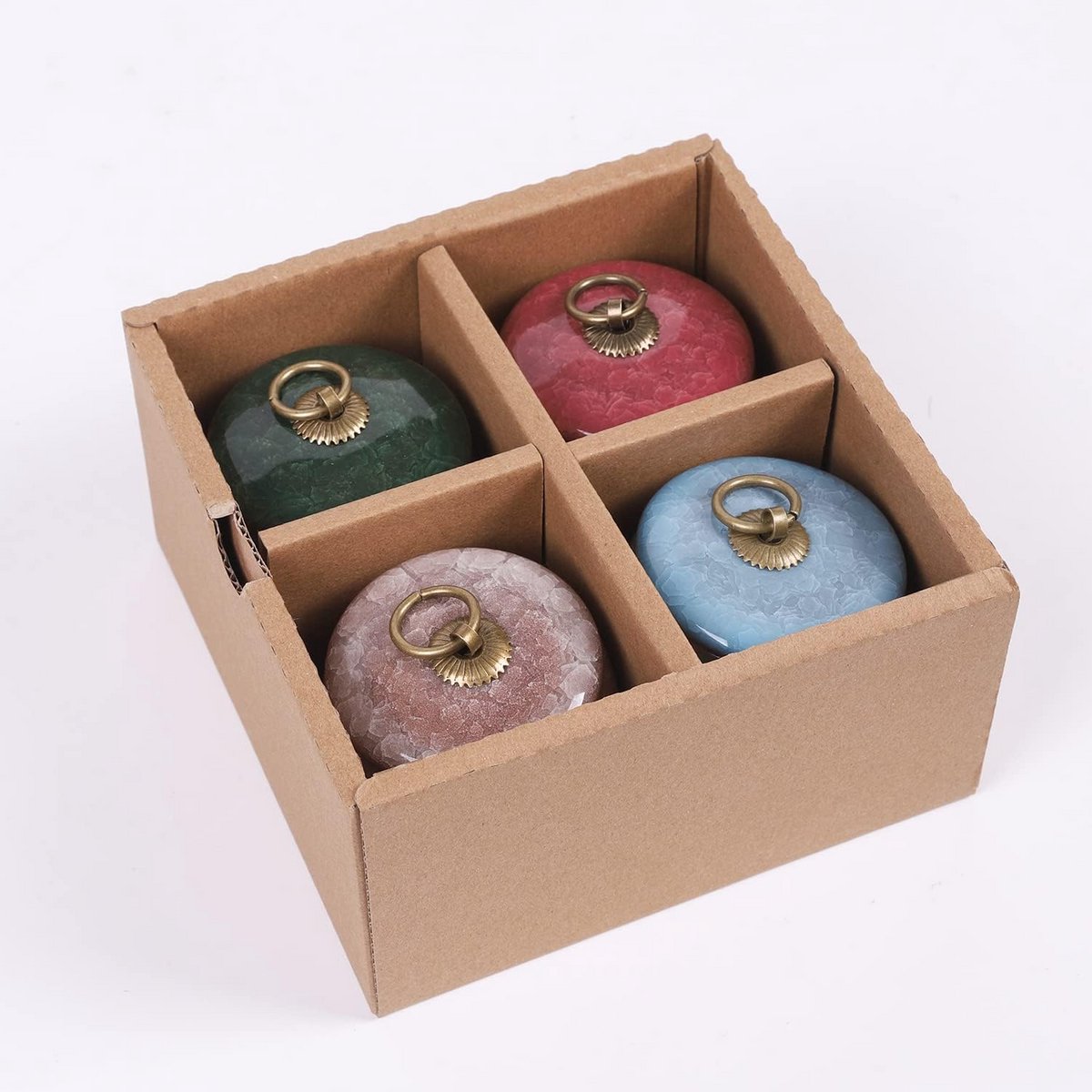 Set van 4 Mini Keramische Urnen - Handgemaakt Aandenken voor Mens en Huisdier As