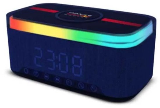 Radio-réveil Oracle Red Bull Racing - Wekker numérique avec chargement sans fil - Haut-parleur Bluetooth - Siècle des Lumières LED Multi - Puissance maximale 30 W - TWS (RB-SK300)