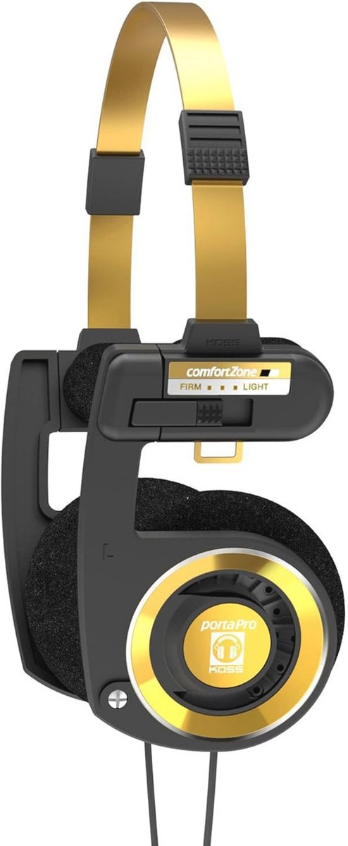 On-Ear Hoofdtelefoon met Inline Microfoon, Volumeregeling en Draagtas - Zwart en Goud