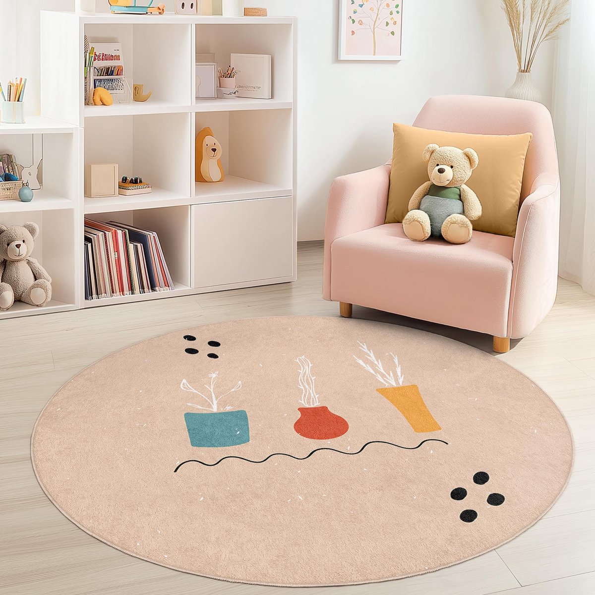 Mila Home - Kindertapijt Rond - Vloerkleed Kinderkamer Tapijt - Speeltapijt - Wasbaar - Antislip - OEKO-TEX Gecertificeerd - 585 1