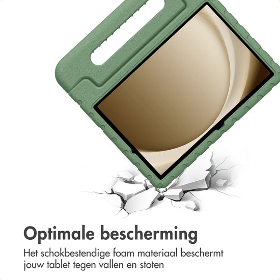imoshion Tablet Hoes Kinderen - Geschikt voor Samsung Galaxy Tab A9 Plus / Galaxy Tab A11 Plus - Kidsproof Kinder Hoes - Olive Green