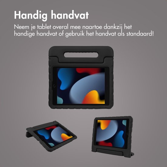imoshion Tablet Hoes Kinderen - Geschikt voor Apple iPad 9/8/7 10.2 inch (9e generatie 2021 / 8e generatie 2020 / 7e generatie 2019) - Kidsproof Kinder Hoes - Zwart