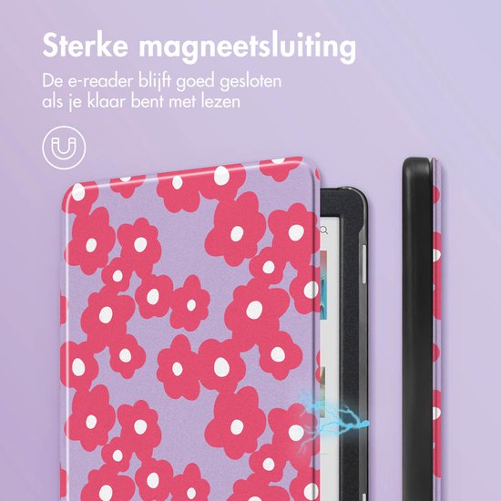 imoshion E-reader Hoesje - Geschikt voor Kobo Clara Colour, Kobo Clara BW - Design Sleepcover Bookcase - Dusty Rose Blossom van iMoshion — afbeelding 3