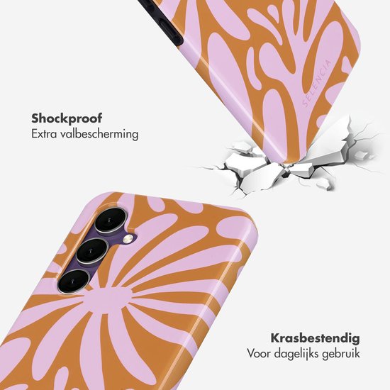 Selencia Coque adaptée pour Samsung Galaxy S24 FE – Selencia Vivid Backcover – Modern Bloom Pink