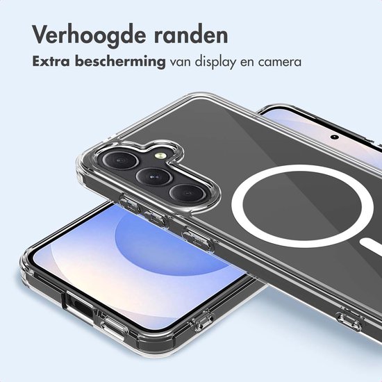 Transparante hoes met verhoogde randen voor extra bescherming van display en camera.