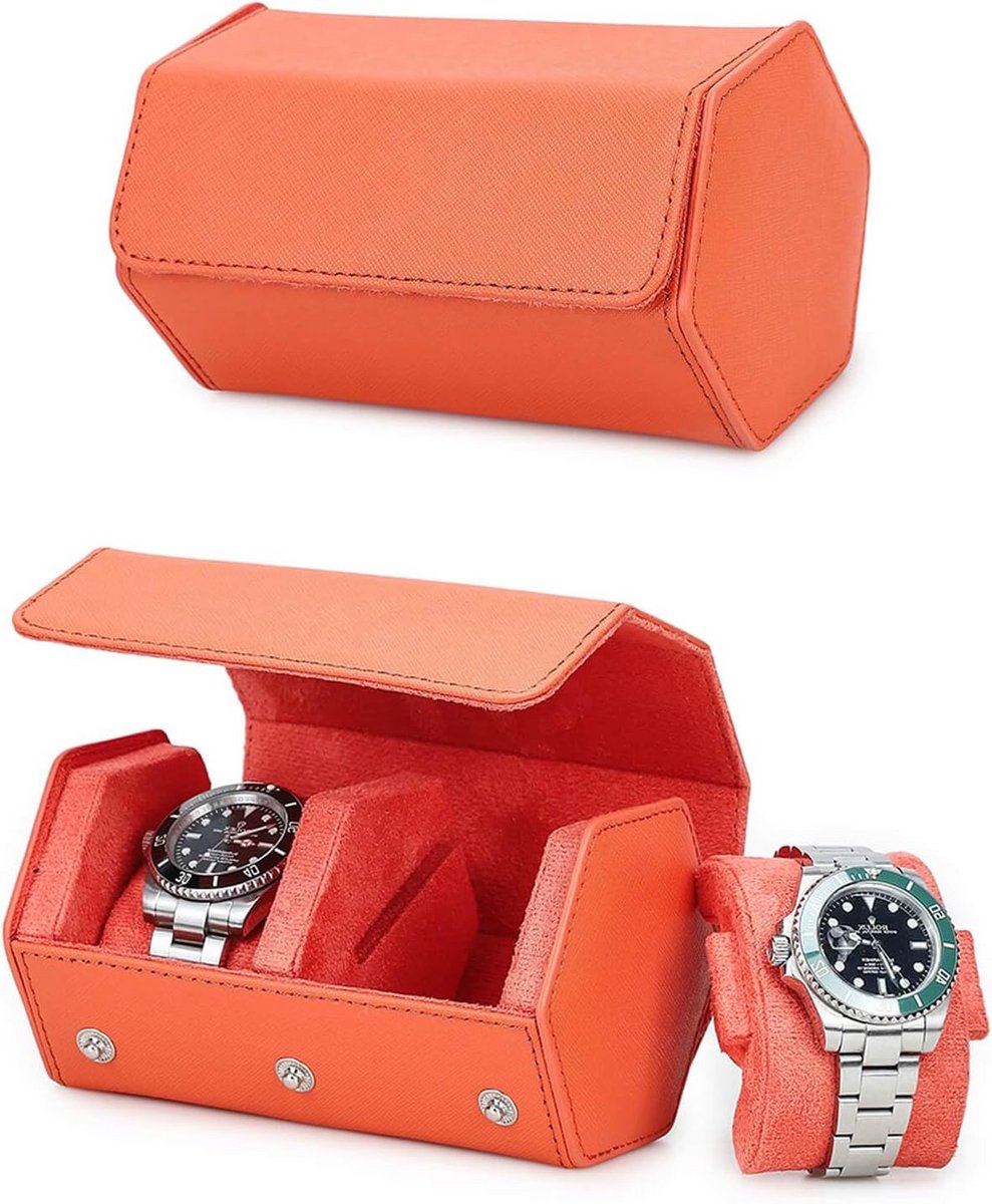 Luxe Horlogerolle voor 2 Horloges - Beschermende Reisetui van Leer