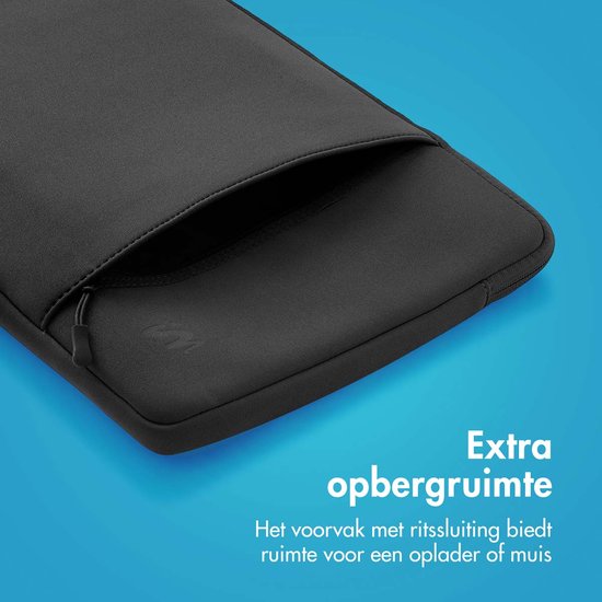 imoshion Laptop sleeve met vak - Laptop Hoes geschikt voor 13 / 13.3 / 13.6 inch - Zwart