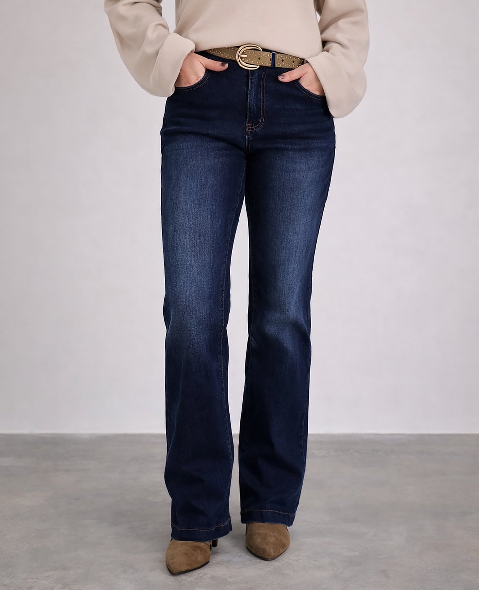 Je m'appelle Dames Broek Flared fit Met stretch - Blauw - Maat M