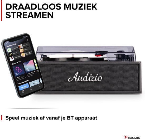 Retro platenspeler - Audizio Reno - Bluetooth platenspeler - LP speler met auto-stop - Zwart — afbeelding 5