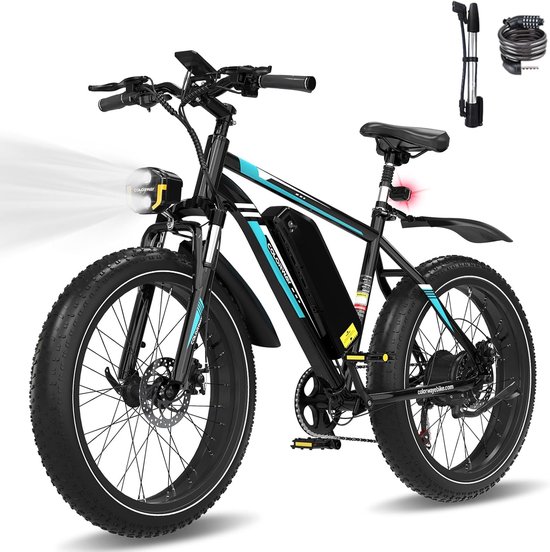 COLORWAY Elektrische Fiets BK15 - 26*4.0 Inch Mountain EBike met Afneembare 48V 15Ah Lithium Batterij - City Commuter E-Bike met 250W Motor - 7 Versnellingen - IP54 Waterdicht