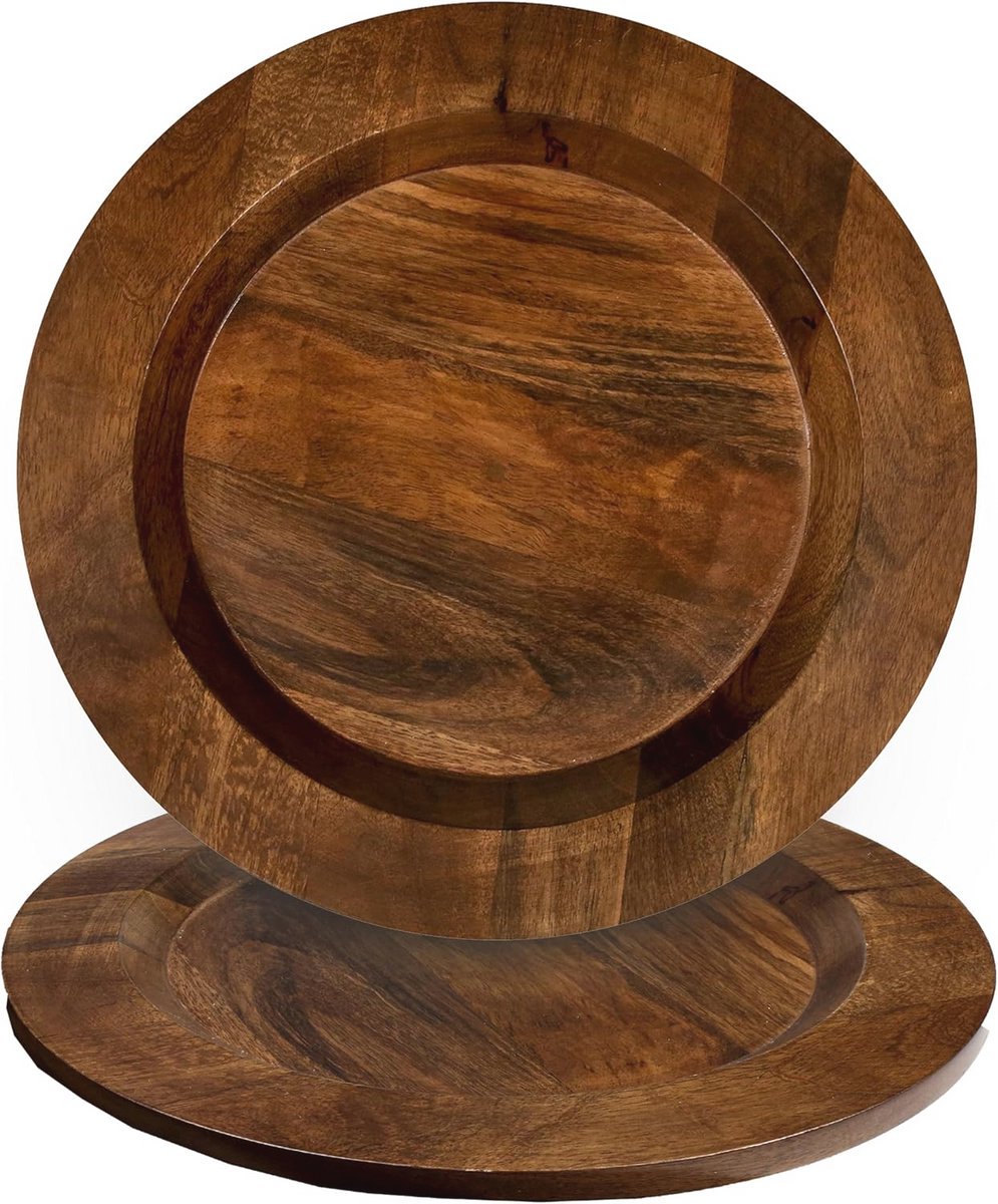 Ronde Houten Lader Plaat Set van 2 - 13 inch