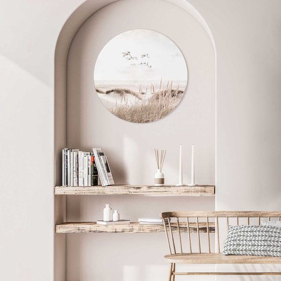 Tableau sur verre Grues de plage Ø 50 cm - Reinders