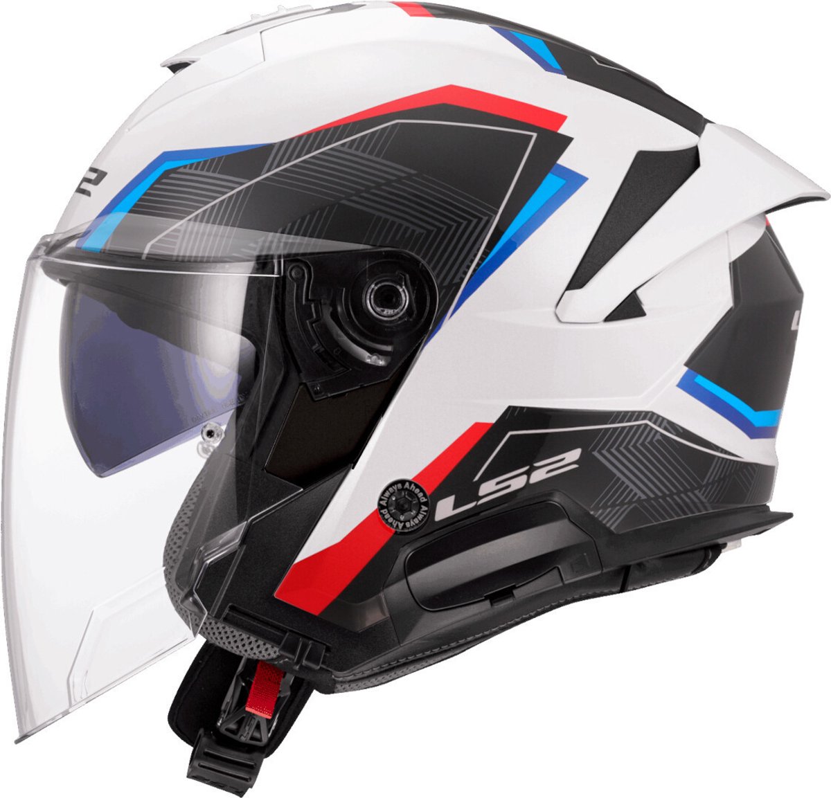 LS2 OF618 Verso II Air Wit Blauw Rood Jethelm - Maat XL - Helm