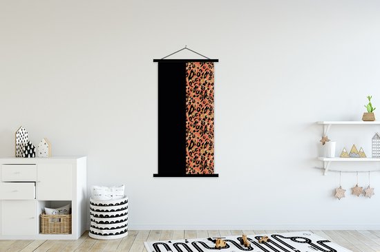 Porte-affiche avec affiche - Affiche scolaire - Imprimé panthère - Or - Zwart - 90x180 cm - Lattes noires