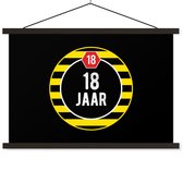 Porte-affiche avec affiche - Affiche scolaire - Anniversaire - Zwart - 18 ans - 120x80 cm - Lattes noires