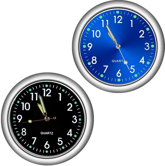 2 stuks autoklok, mini-dashboardklok, dashboardklok, met dubbelzijdige sticker en ventilatieclip, stijlvolle lichtgevende kwartsautoklok voor elke auto (zwart en rood 2 stuks autoklok, mini-dashboardklok, dashboardklok, met dubbelzijdige sticker en ventilatieclip, stijlvolle lichtgevende kwartsautoklok voor elke auto (zwart en rood