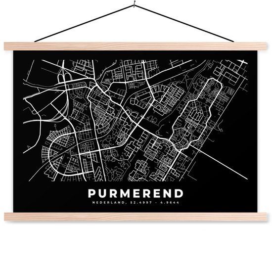 Porte-affiche avec affiche - Affiche scolaire - Carte - Purmerend - Zwart - 150x100 cm - lattes vierges
