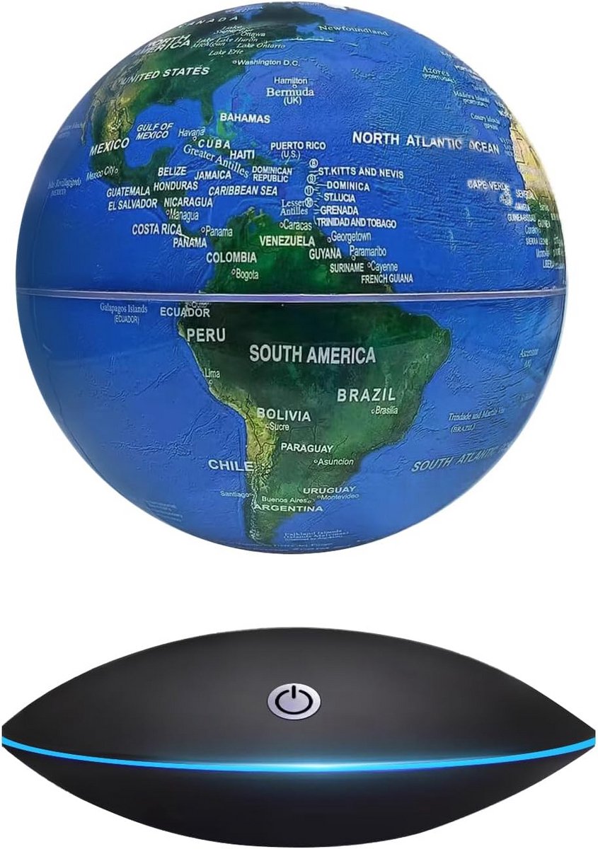 Zwevende Wereldbol - Magnetische Bol - Decoratie en Educatie - Touch Control Verlichting - 19 x 19 x 19 cm