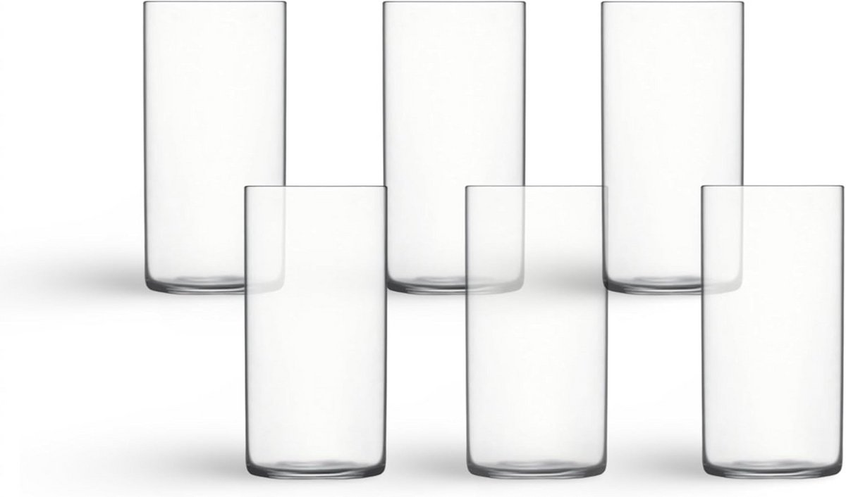 Set van 6 Hoge Drinkglazen 35cl - Kristallijn Klinkend Glas - Vaatwasserbestendig
