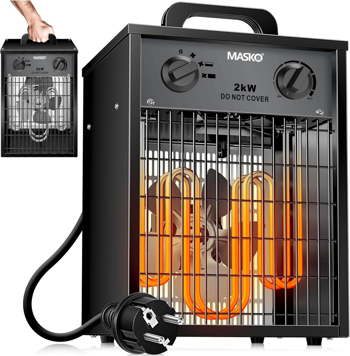 Krachtige Elektrische Plintkachel 2000W met Thermostaat - Ventilator Verwarming voor Binne