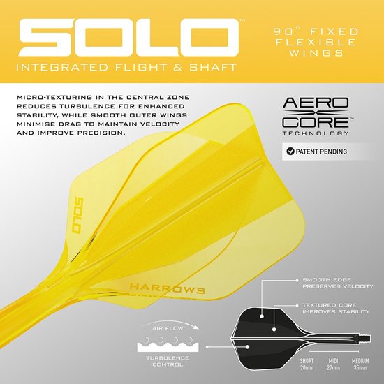 Harrows Solo Yellow NO6 - Dart Flights van Harrows — afbeelding 2