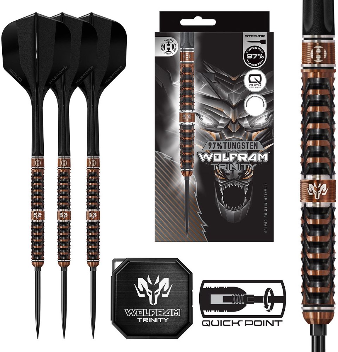 Harrows Wolfram Trinity Quick Point 97% - Dartpijlen