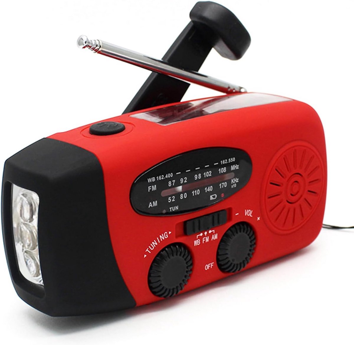 Draagbare Opwindbare Noodradio met Zaklamp en Oplaadfunctie
