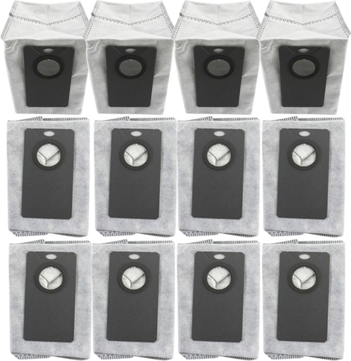 12 stuks - stofzuigerzakken - geschikt voor UWANT U300 & U300 MAX - 11.9*14.3*16cm - voor robotstofzuiger - reserveonderdelen - grijs