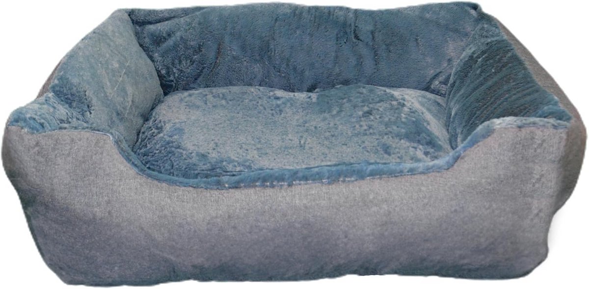 Groot Hondenkussen met Verhoogde Randen - Hondenmand Linnenlook Antislip Grijs 90x75 cm