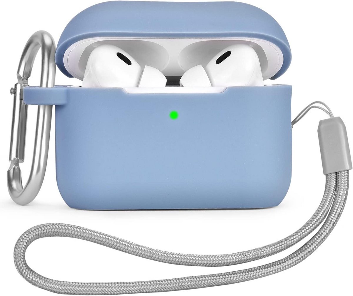 Siliconen Beschermhoes voor AirPods Pro 2 met Karabijnhaak en Koord, Ondersteunt Draadloos Opladen