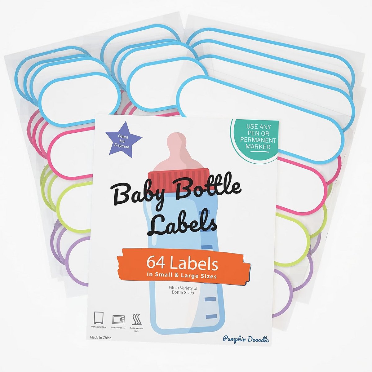 Waterdichte Naamstickers voor Kinderen - 64 Stuks Zelflaminerend & Vaatwasmachinebestendig