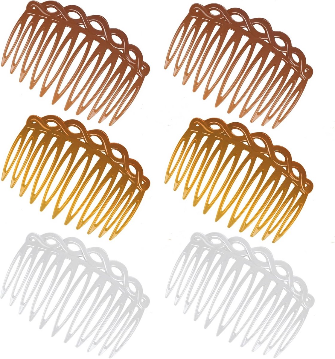 6 stuks Franse haarspelden kammetjes voor dames - Set van 6 kleuren