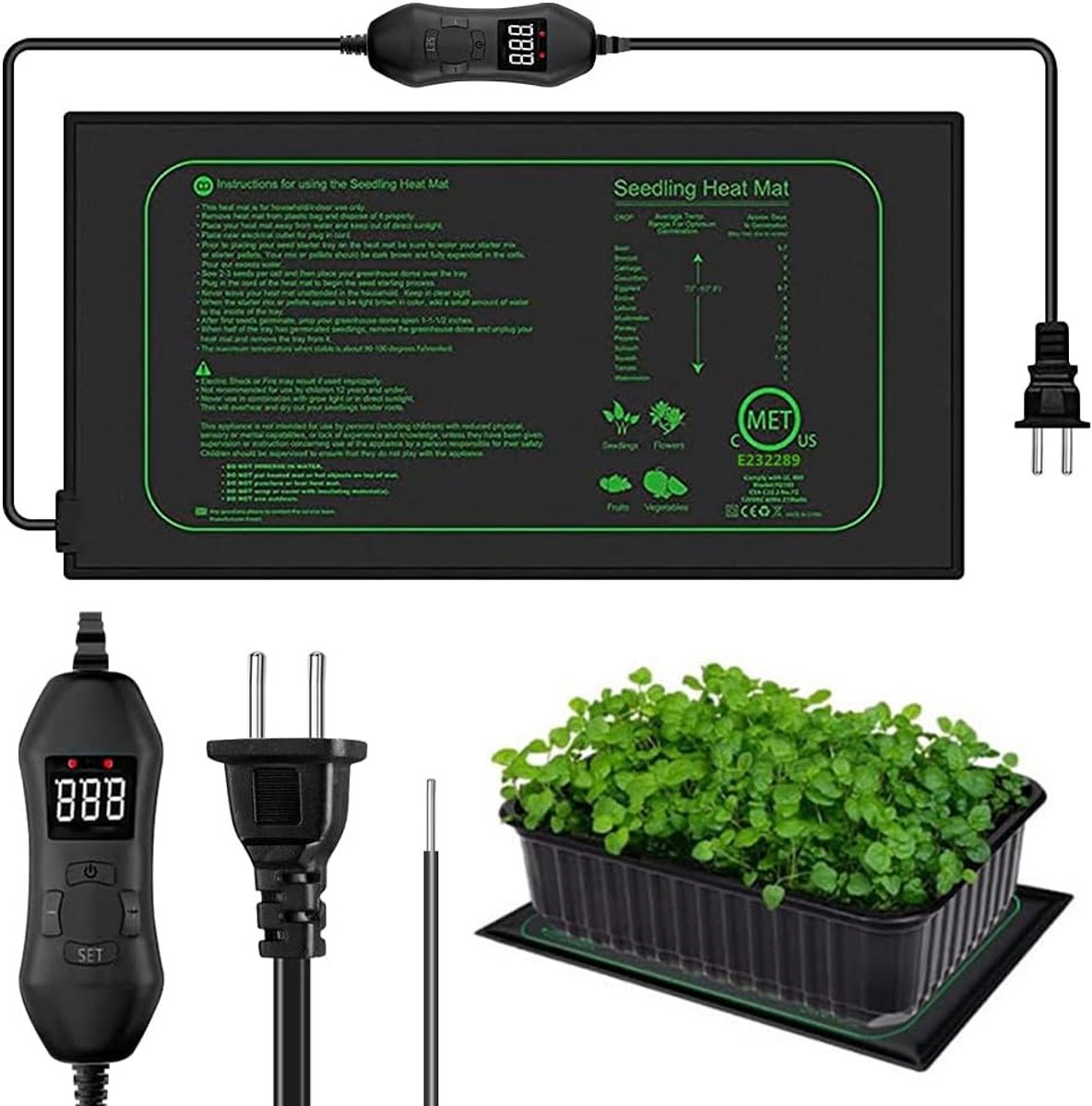 Verwarmingsmat met Thermostaat voor Planten, Terrarium en Zaailingen - 50W