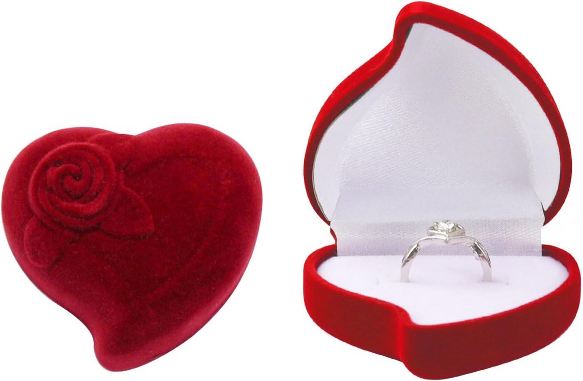 Luxe Fluweel Ringendoos Hartvormig - Ideaal voor Verloving, Bruiloft of Cadeau